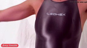 Jeny Smith Strips to Panties and Sneakers in Erotic Stay Home Play