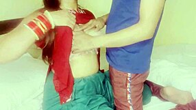 horny indian mistress quenches young servant's thirst in garage blowjob