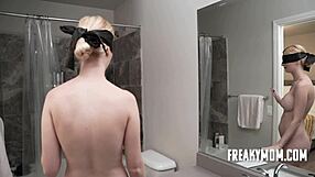 stepmom audrey madison falls for blindfold cheating prank fuck