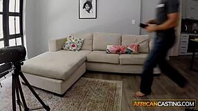 Big tits ebony babe punished hard by white dude in casting domination