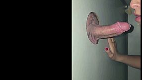 Latina Swallows Cum at Gloryhole Arcade on First Wild Trip