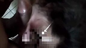 Nerdy crossdresser with glasses gives sloppy solo blowjob.