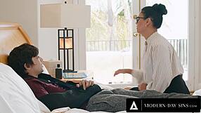 sexy teacher tempts injured teen to cum hard since he can't stroke himself anymore in forbidden classroom relief