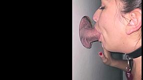 Latina Swallows Cum at Gloryhole Arcade on First Wild Trip