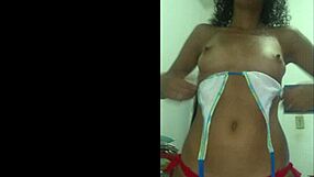 my latina wife flashes shaved pussy teasing red bikini tight curves