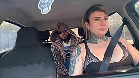 uber slut spreads wet pussy for bandit cock ride in car no pay.