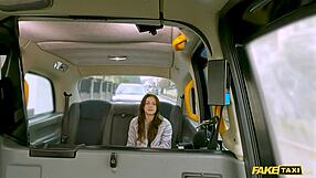 Fake taxi shy brunette wants rough pussy fuck and stretching after cab dropoff