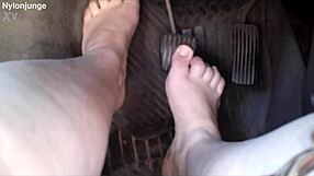 zeraphine73 shows best sexy feet socks shoes in car outdoors