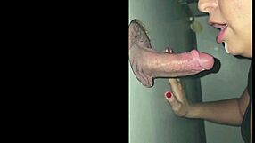 Latina Swallows Cum at Gloryhole Arcade on First Wild Trip