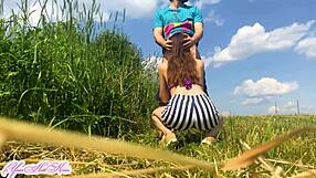 cute neighbor sneaks outdoor blowjob ending creamy mouth cumshot