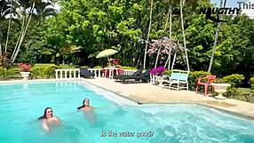 curvy colombian BISEXUALS LICK wet PUSSIES poolside orgy