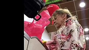 Granny Skirt Upskirt Spy In Shop