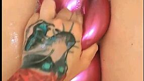 Tattooed Girl's Bath Balloon Tease Ignites Desire