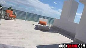 Ebonymilf wife sneaks outdoor fuck with white stud taunting cuckold hubby on cam