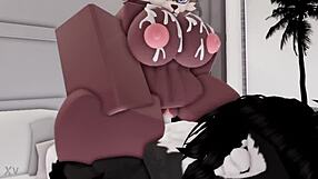 hear her moan as big cock pounds furry roblox girl's big tits doggystyle