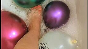 Tattooed Girl's Bath Balloon Tease Ignites Desire