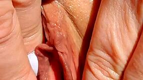 Mature Cougar's Close-Up Shaved Pussy Yoni Massage Spread