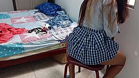 Student Latina Seduction: Dirty Uniform Video Groping for Teacher