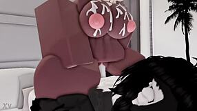 hear her moan as big cock pounds furry roblox girl's big tits doggystyle