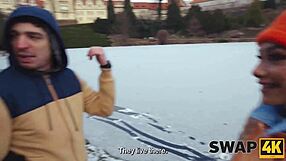 Sunday stroll turns into hot latina's first threesome bed swap