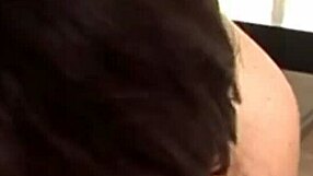 Brunette beauty in lingerie sucks big natural tits exposed