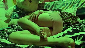 Petite horny teen squirts wild with huge dildo solo