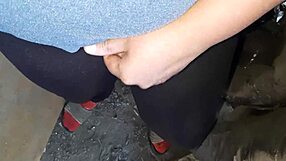 village girl fingers hairy pussy to orgasm during lunch break