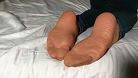 outstanding young feet in suntanned pantyhose leggings compilation