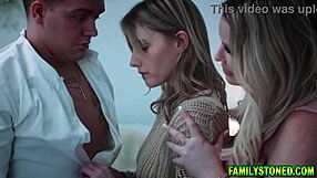 stepmom jenna starr and melody marks ride lucky stepson joshua lewis in wild threesome