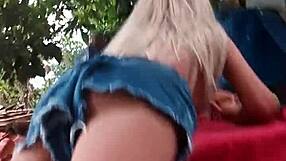 Outdoor latina fuck doll orgasms on public anal toy bent over lingerie