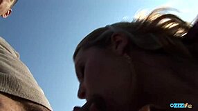 busty blondes brunette compete outdoors riding big cocks to first screaming orgasm