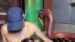 he caught me licking his tattooed wife's huge tits bedroom style