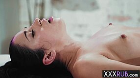 sophia west squirms under alex coal's teasing lesbian massage fingers