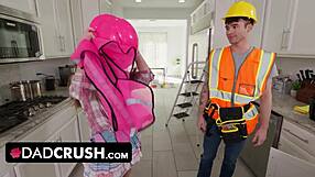 stepdaughter bent over stepdaddy's lap for spanking fingering and tight pussy fuck