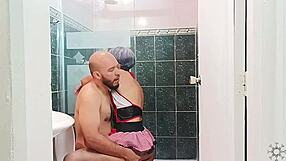 stepsister scrubs bathroom while i bathe... ends in steamy fuck