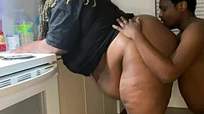 big cock milf gets kitchen quickie muff diving licking pussy moaning and wet natural tits action