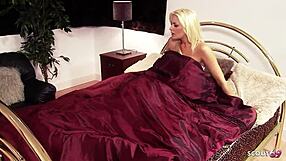 Blonde Milf Catches Best Friend Masturbating, Leads to Lingerie Kissing and Dildo Lesbian Orgasm