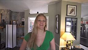 Blonde step aunt Mia Vallis strips and teases young nephew in bedroom on spring break