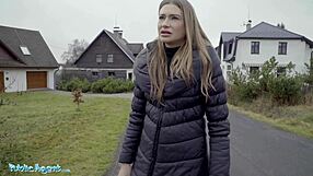 Hot Cheating Wife Takes Much Bigger Cock Outdoors for Cash in Public Blowjob