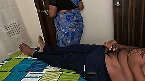 dorm boy's throbbing cock explodes from maid's teasing handjob grip