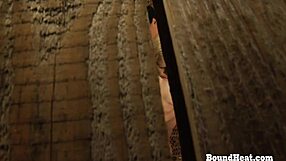 Busty lesbian slave bound tight masturbates to femdom orgasm punishment!