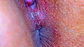 18yo brunette teen's puffy shaved pussy grips glass dildo in wet orgasmic homemade play