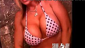 i'm sara jay, oiling my huge tits and pussy feels sooo good