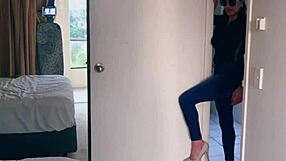 pretty asian ladyboy rips jeans for solo striptease flaunting her huge gifted boobs