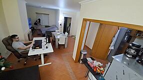 Maid In Flip Flops Gets Creampie Cowgirl Riding Big Tits!