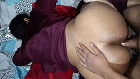 Indian bhabhi moans in Hindi during rough doggy anal creampie pounding.