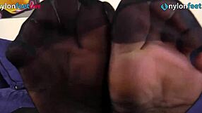 wow, check out this sexy redhead's perfect ass and feet teasing in black pantyhose and heels!