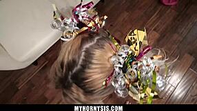 Hey stepsis in superhero gear teases her round tits before getting intimate with stepbro