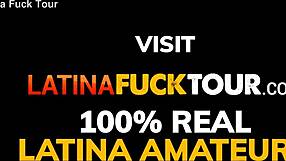 Hot brunette latina slut rides big cock doggystyle from tourist