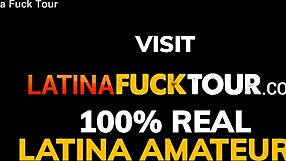 Hot brunette latina slut rides big cock doggystyle from tourist